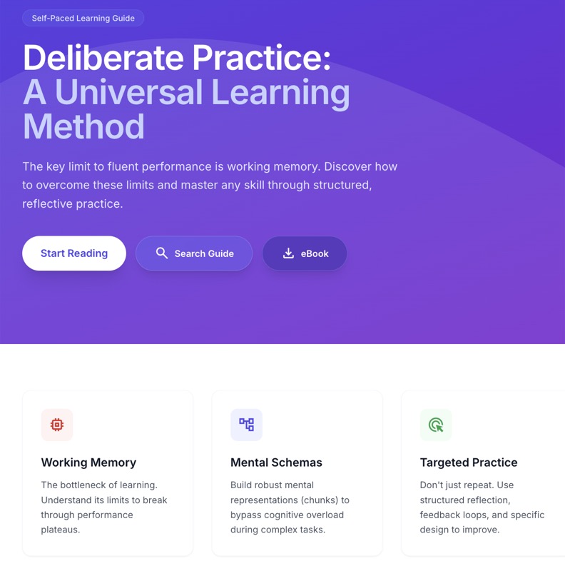 Screenshot of the guide Guide to Deliberate Practice as a Universal Learning Method