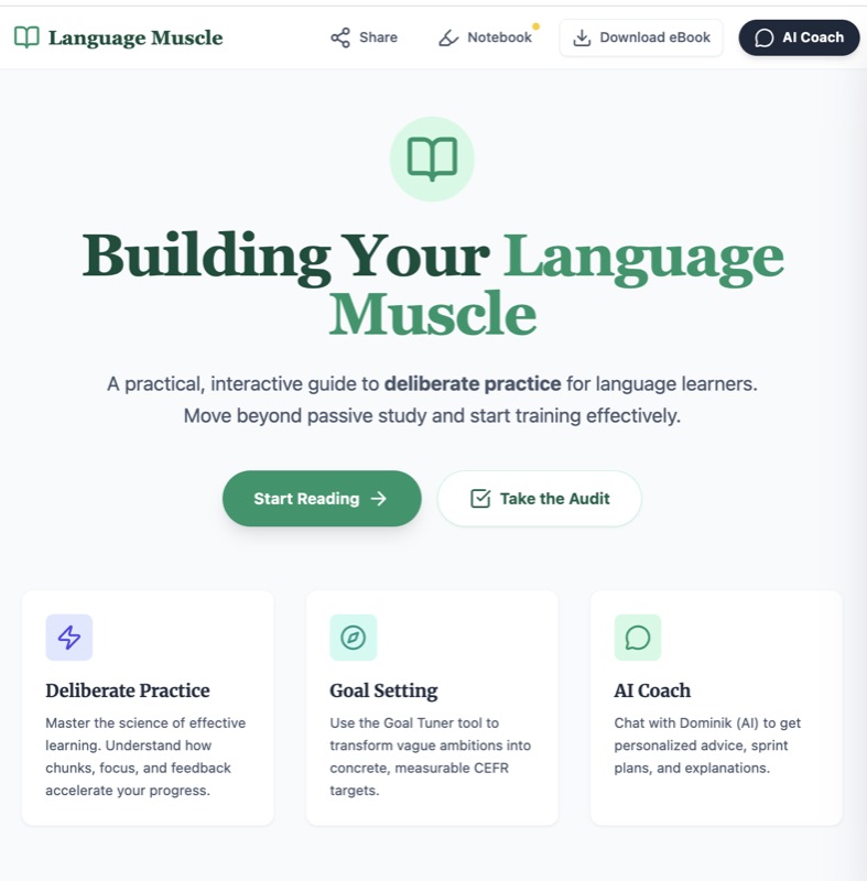 Screenshot of the guide Building Your Language Muscle